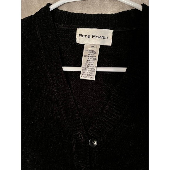 Crushed Velvet Womens Black Button Down sweater - Picture 2 of 4